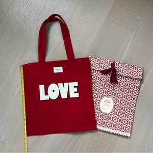 NEW Sezane LOVE Red Cotton Tote Bag plus a gift paper pouch!